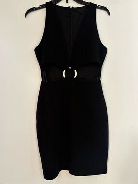 NBD Black Mini Dress with Gold Ring Cutout